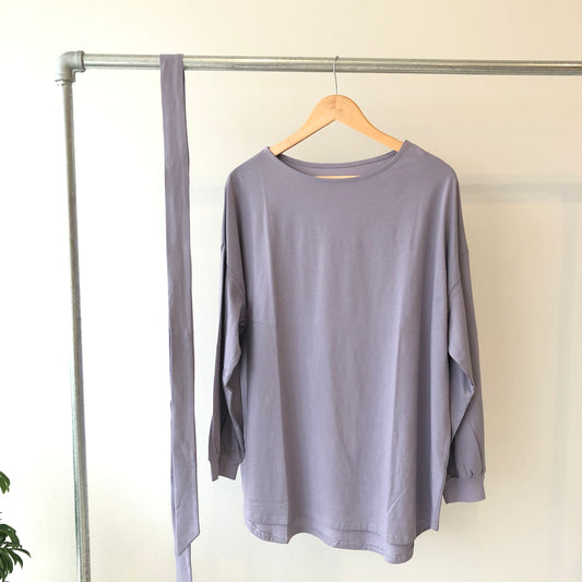 BELTED LONG TSHIRT - BLUE MALLOW